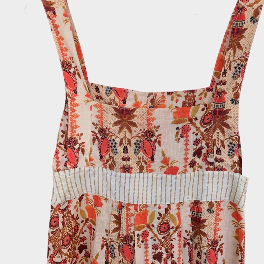 AGUA BENDITA GOLDENROD BUTTON MIDI DRESS BY ANTHROPOLOGIE FLORAL COTTON DRESS - Picture 12 of 16